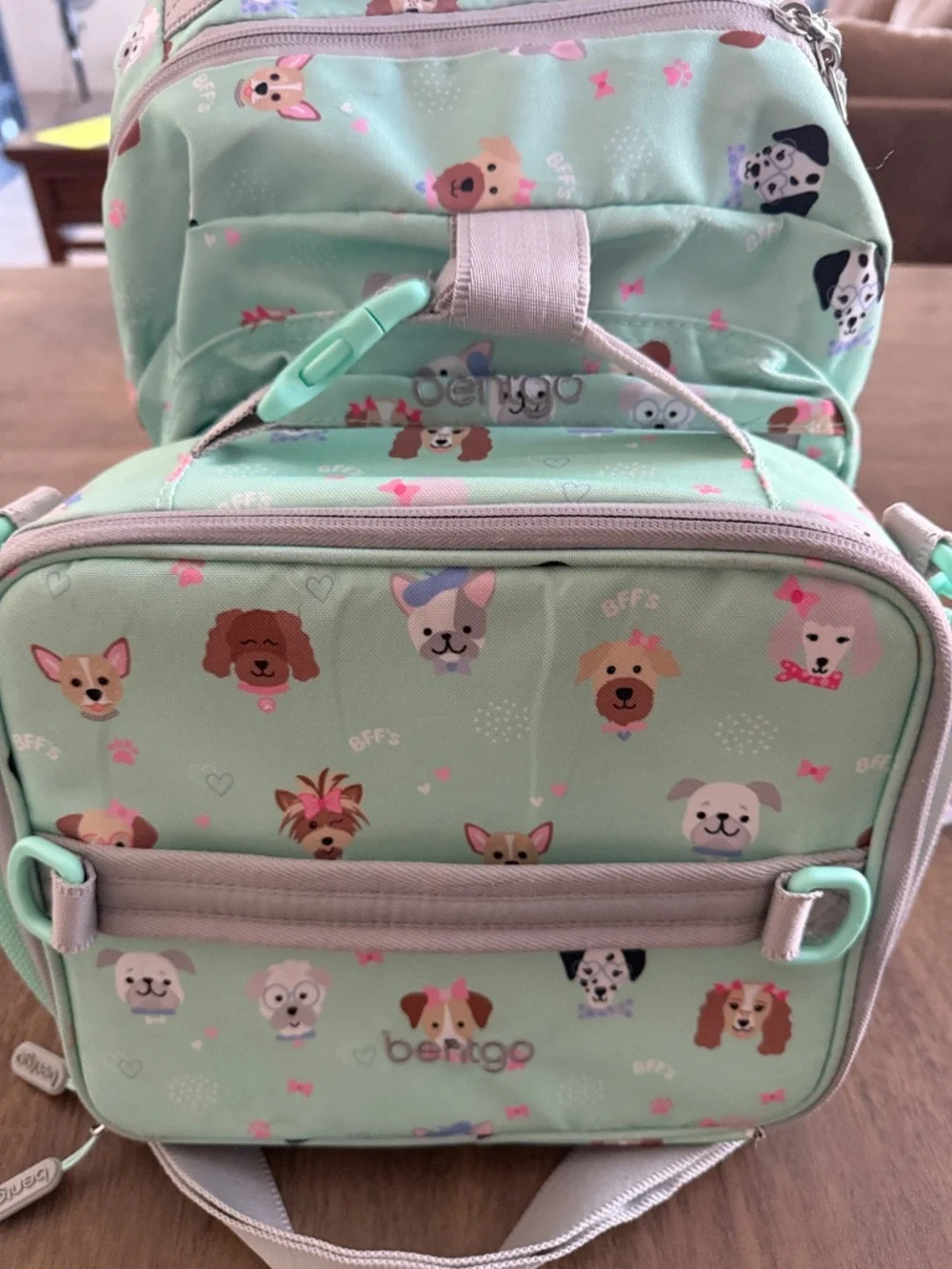Bentgo Girls Mint Colored Backpack and Lunchbox set